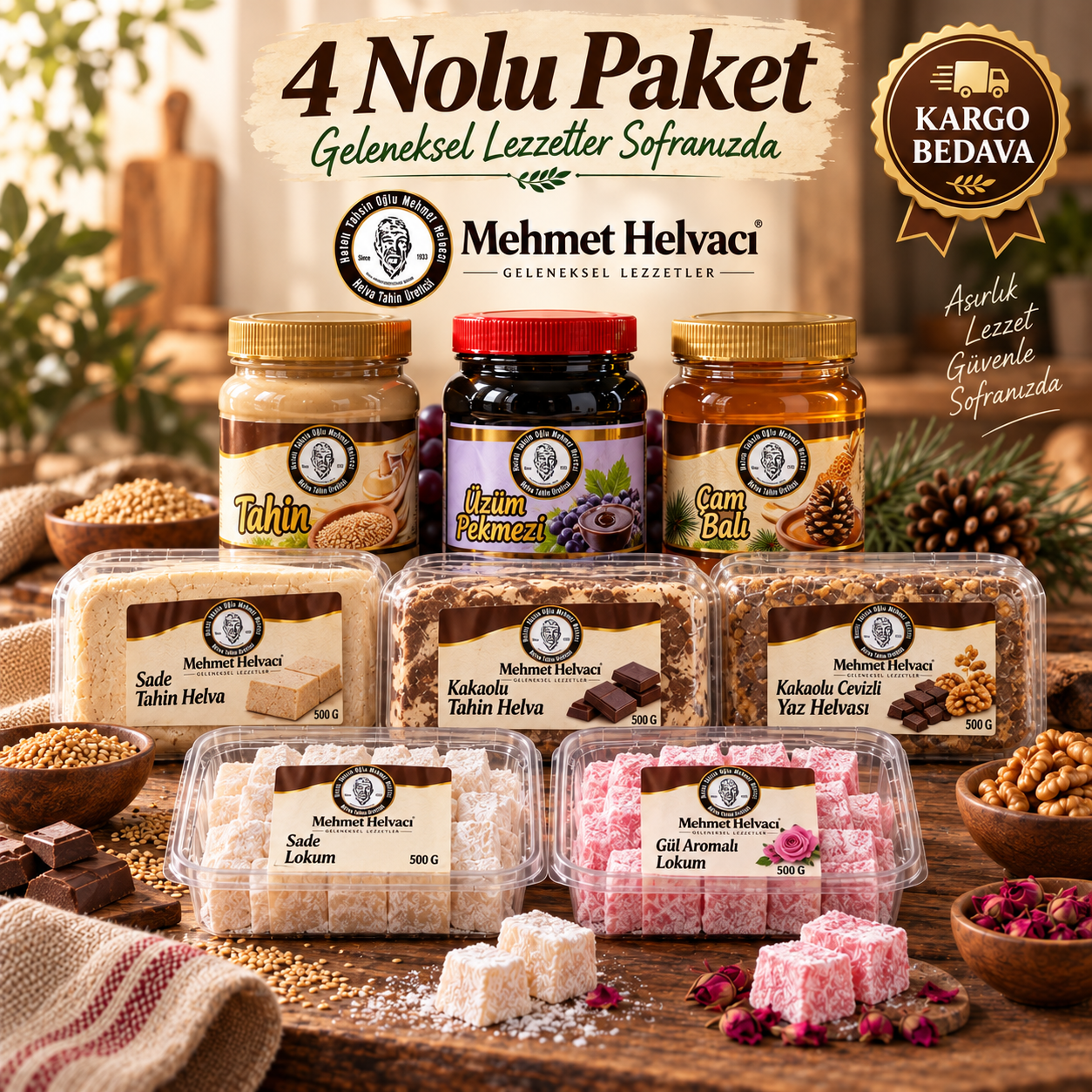 4 Nolu Paket - 8 Ürünlü Helva ve Lokum Seti